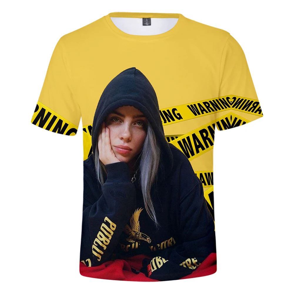 Новая модная 3D футболка Billie Eilish, женские и мужские топы с коротким рукавом,, 3D футболка Billie Eilish, повседневные Черные футболки для девочек