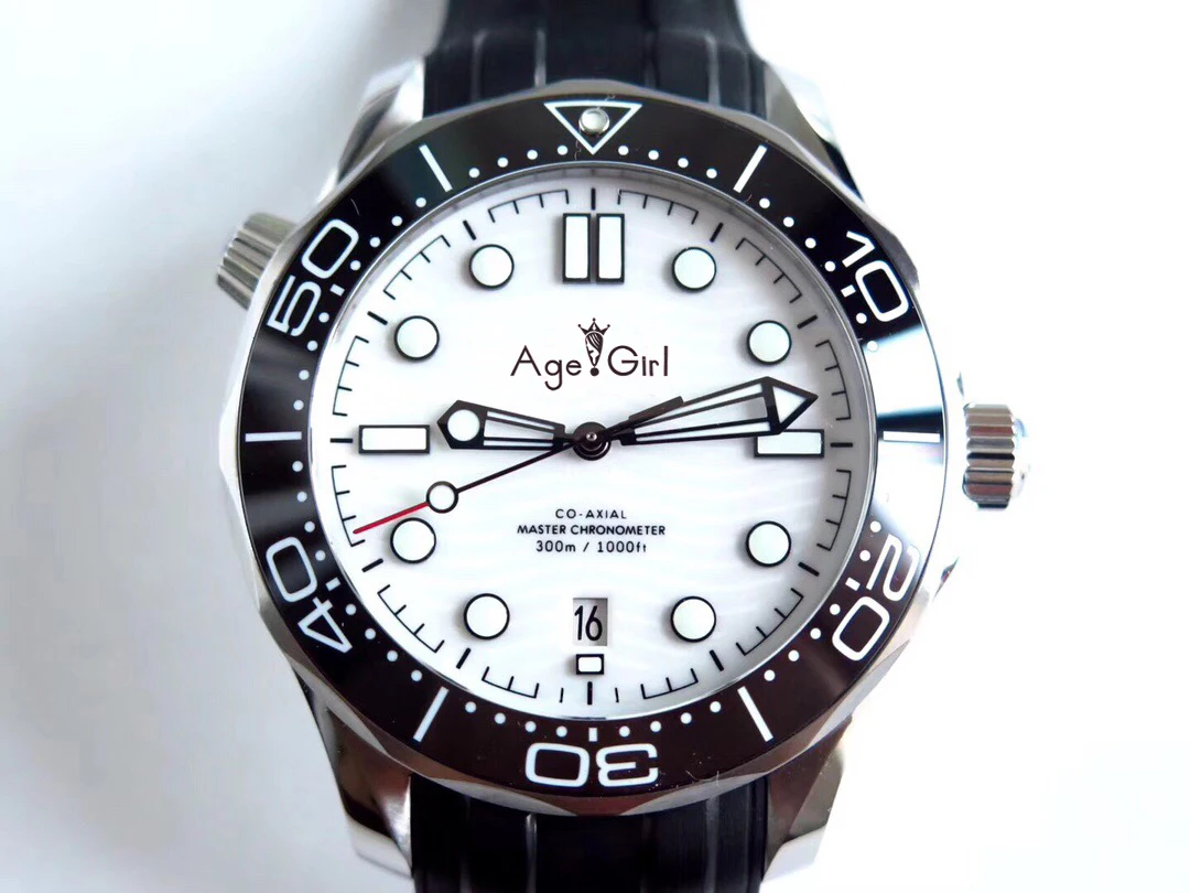 

Luxury Brand New Men Automatic Mechanical Watch Black Rubber Canvas James Bond 007 Ceramic Professional Sapphire Black White