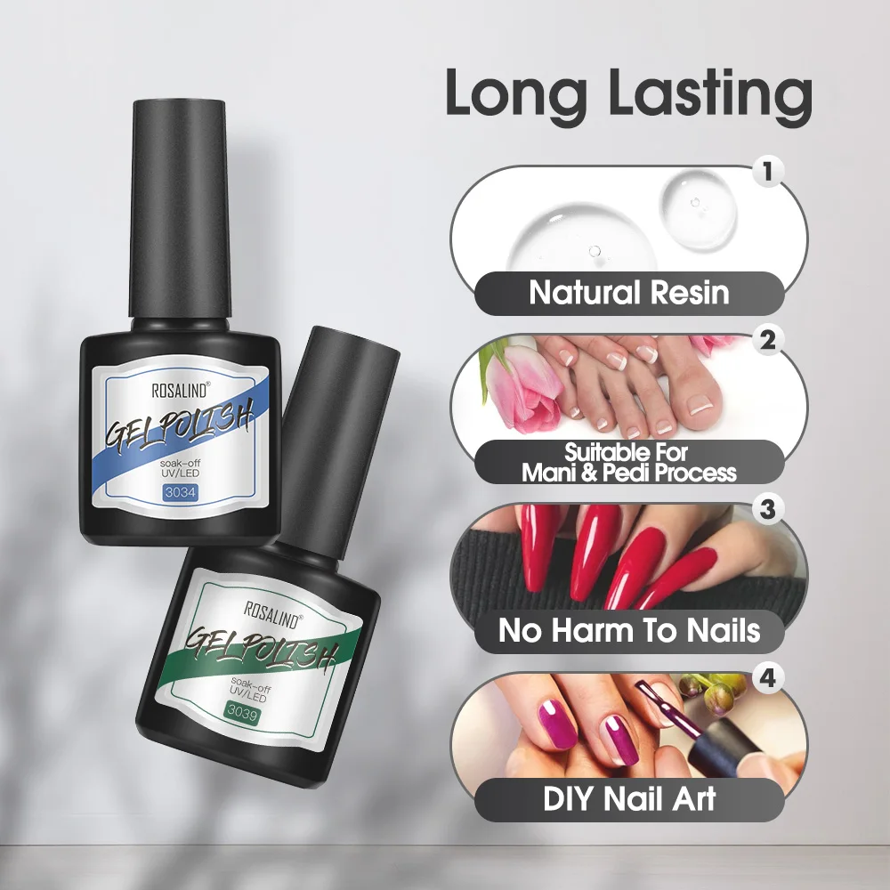 ROSALIND 8ml Gel Nail Polish Shiny Matte Effect Gel Polish For Manicure Nail Art Design Semi Permanent Painting Varnishes Gel