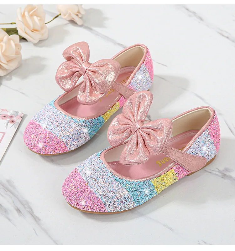 ULKNN Girls Princess Shoes Spring Autumn Leather Shoes Children's Shoes Crystal Soft Bottom Non-Slip Single Shoes Size 24-37 child shoes girl