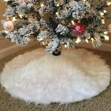 100 pcs 30.7" Christmas Tree Skirts White Faux Fur Tree Ornaments Plush Xmas Tree Skirt New Year Party Christmas Decoration