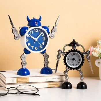 

Nordic style cartoon personality creative robot alarm clock small accessories table top arrangement in student dormitory