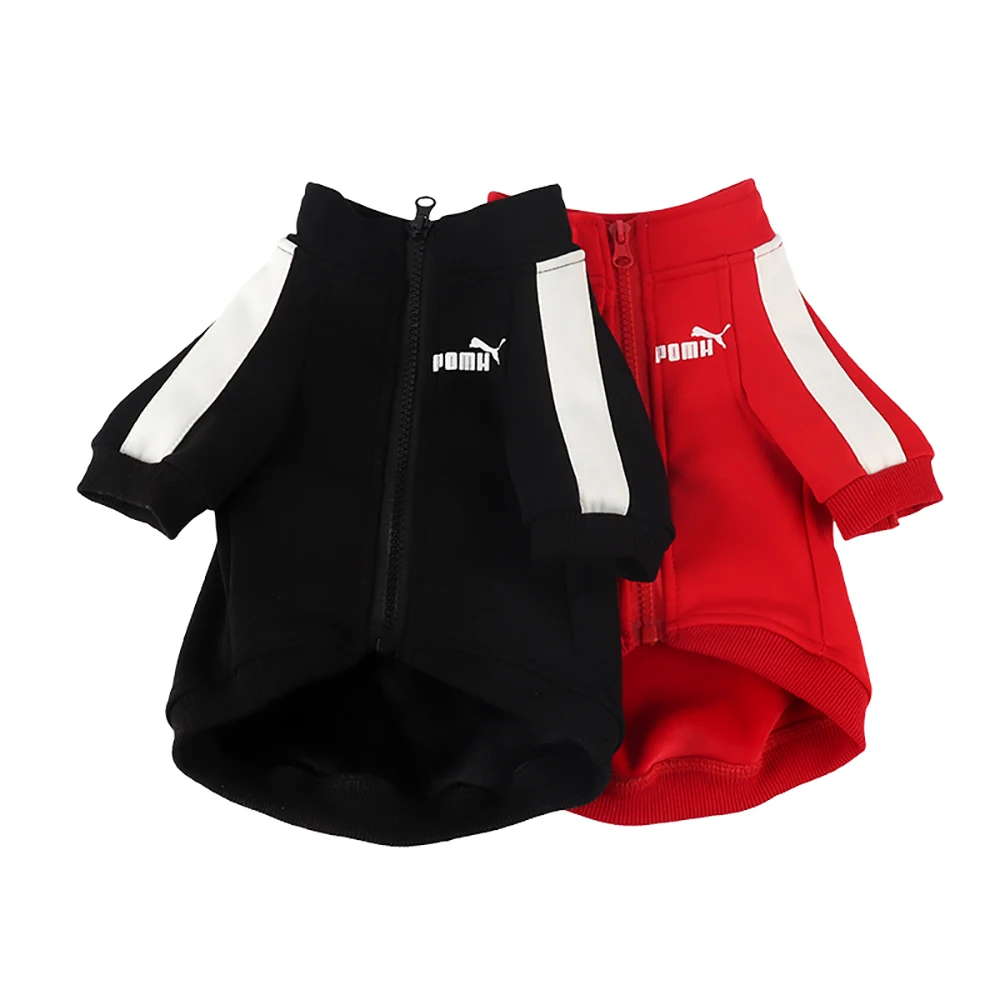 

Fashion Sport Hoodies Pet Clothes For Small Medium Dogs Trench Coat Yorkie Ropa Perro French Bulldog Windproof Black Red Jacket