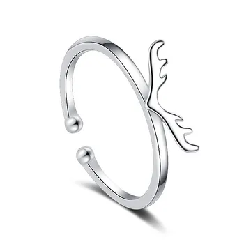 

Wholesale Real 925 Sterling Silver Antlers Deer Rings For Women Statement Jewelry Finger Ring anillos mujer bijoux