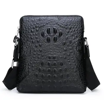 

100% Genuine Leather Men's Bag Shoulder Bag Casual Men's Pouch Top Layer Cowhide Crocodile Crossbody Bag Briefcase