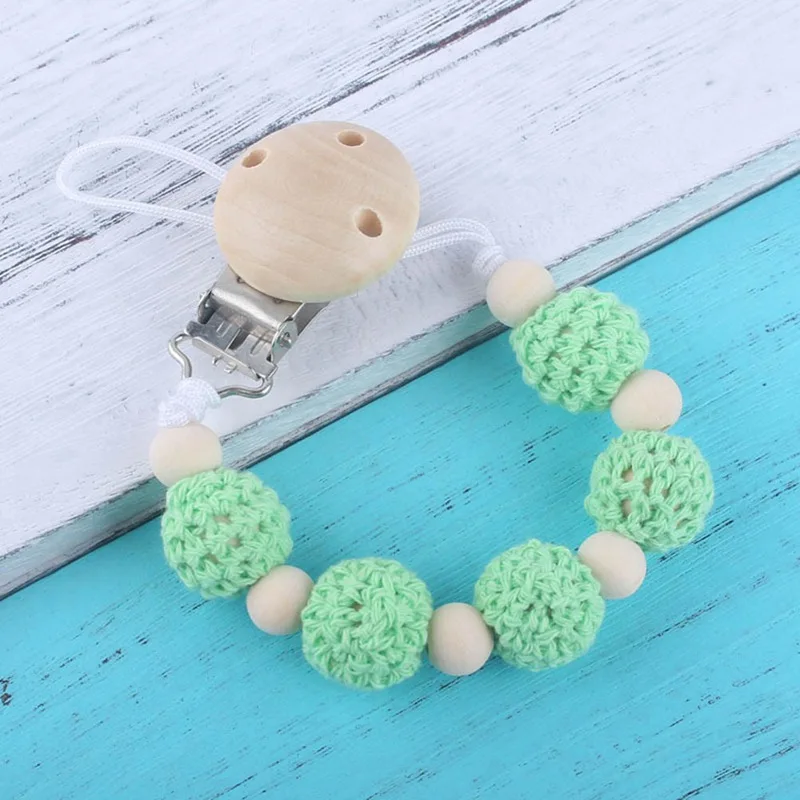 Personality Handmade Pacifier Chain Holder Wooden Anti-Lost Pacifier Chains Baby Teether Teething Chain