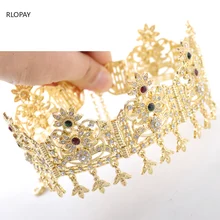 Новые модные аксессуары для волос для женщин, свадебная ЗОЛОТАЯ КОРОЛЕВСКАЯ тиара, стразы, марокканский кристалл, повязка на голову
