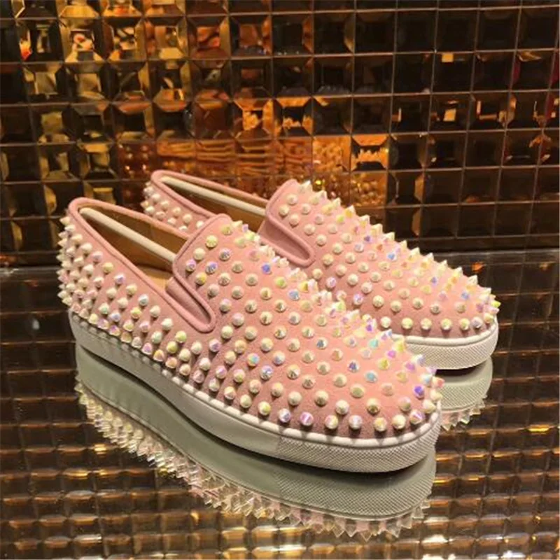 

(With Box,Dust Bag)New Arrival low cut Multi Color red bottom leisure casual shoes,womens fashion sneakers rock flat shoes