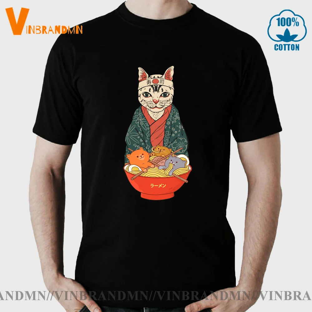 Neko Sushi Bar Cat T Shirt Uomo Giappone Cibo Cultura Divertente Design Creativo Ramen Gattini T-Shirt Kitty Sushi Cat Chef Tees