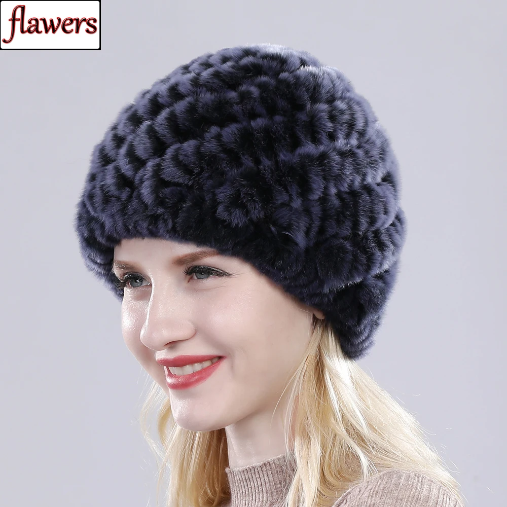 Женские зимние шапки из меха кролика|Женские Skullies и шапочки| |