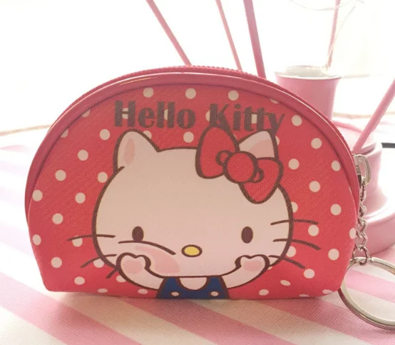 Золотой Hello kitty холщовый ручной кошелек для монет и кошелек, чехол, сумка; карманная цепочка для ключей, женская сумка-держатель для макияжа - Цвет: Золотой