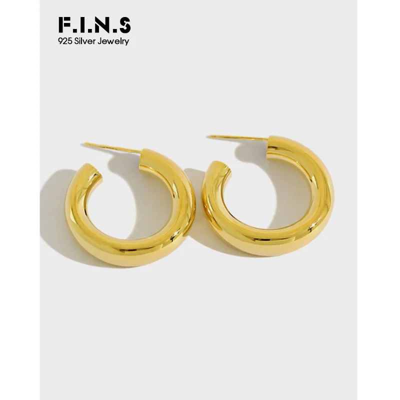 Серьги кольца F. I.n.s серьги из чистого серебра 925 Простые Модные в Корейском стиле