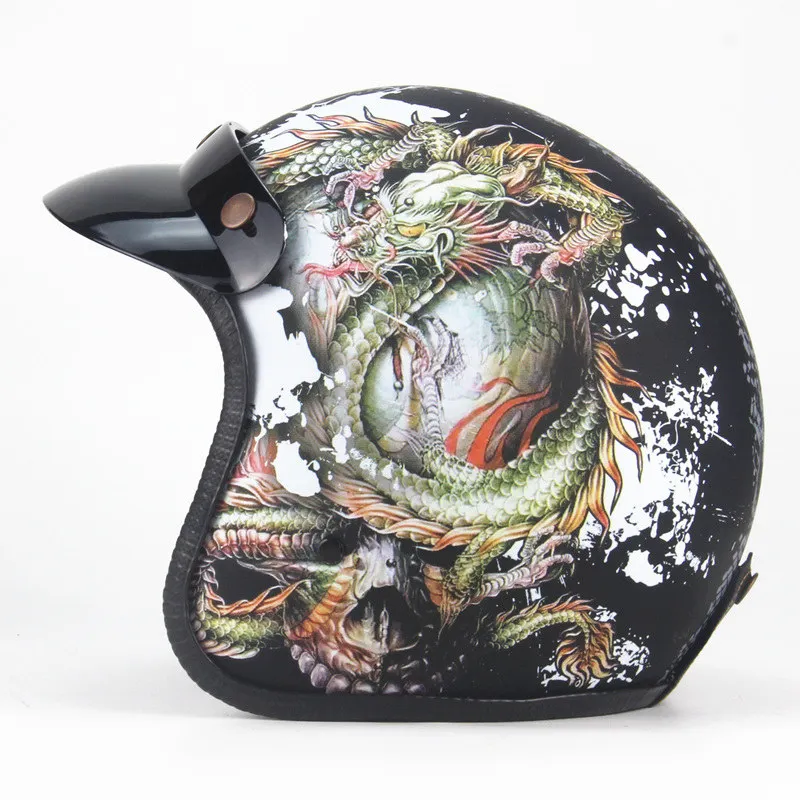 Хит 3/4 шлемы moto rcycle ретро с открытым лицом винтажные Racer Cascos moto rcycle шлем с goggle mask - Цвет: LW Matte Black 3