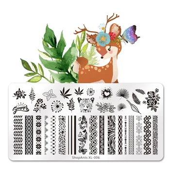 

Nail Stamping Plates Cheetah Striped Leaves Heart Elements Nature Image 6*12cm Nails Accessories Stencil Nail Art Stamping Plate