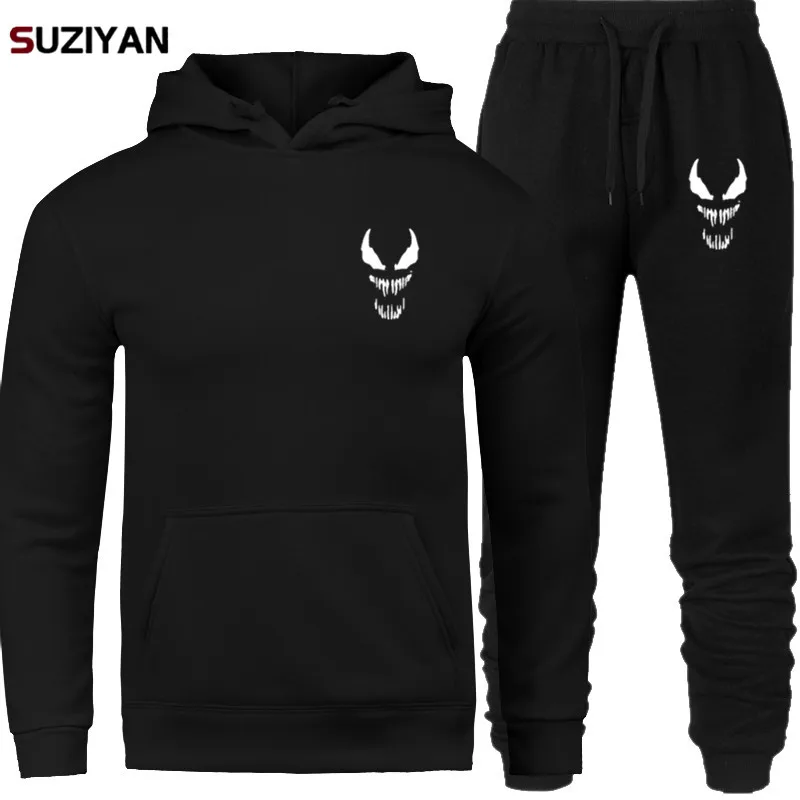 

Comic Thick Venom Hoodie Sweatshirts Men Superhero Anime Cool Black Autumn Winter Tops Plus Velvet Warm Hoody Sets Men's Women's