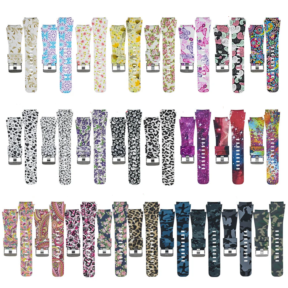 Camouflage Silicone Sport Strap - 22mm Watchband Wristband Bracelet