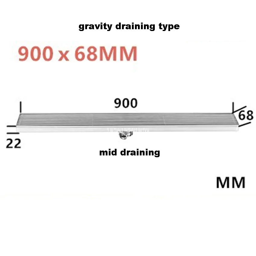 mid draining 900ml CGT120 ванная комната душевая комната туалет длинная полоса Невидимый душ Трап 304 нержавеющая сталь пол прямоугольник трап - Цвет: mid draining 900ml