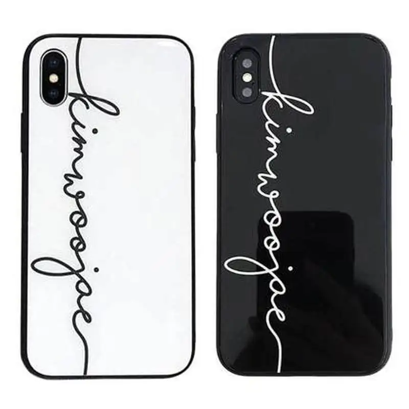 

Simple English Letter Printed Tempered Glass Case Soft TPU Shockproof Bumper Shell Frame for IPhone XS Max XR X 8 7 6 6S Plus 10