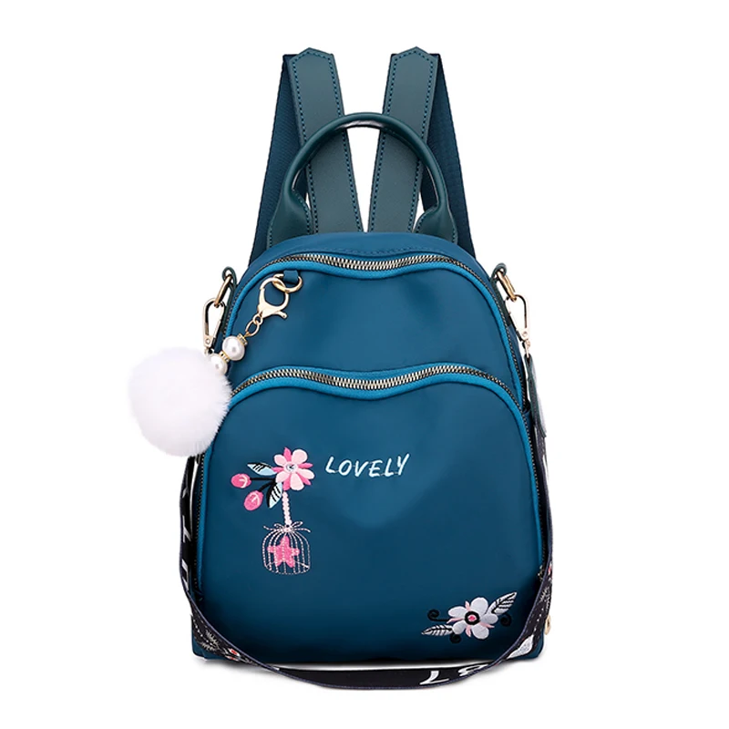 Mochila pequeña Oxford con bordado Floral para mujer, bolso escolar A prueba de agua para chicas, mochilas de viaje para senderismo al aire libre