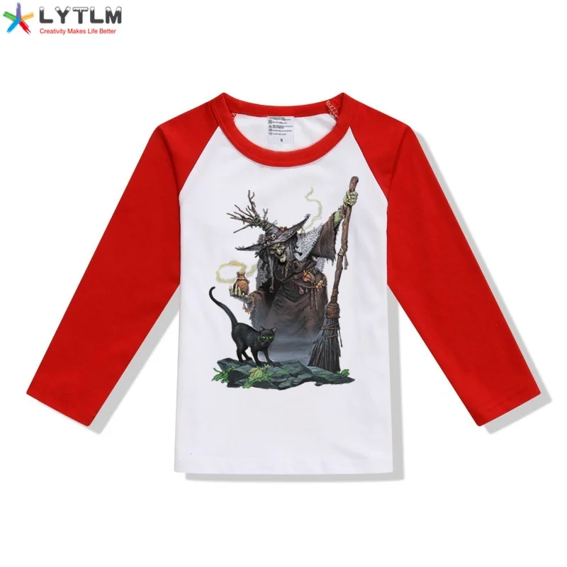 LYTLM костюмы ведьмы на Хэллоуин для девочек Модальные Детские футболки с длинными рукавами детская одежда топы для мальчиков, roupa infantil Menina, 8T