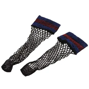 

1Pair Summer Women Stripes Fishnet Socks Female Black Mesh Nets Short Sexy Teen Socks(Blue+Red)
