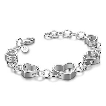 

Christmas gifts fashionable womens Bracelet Chain 925 Silver Color Chains heart-shaped hand chain Bracelet for women gifts