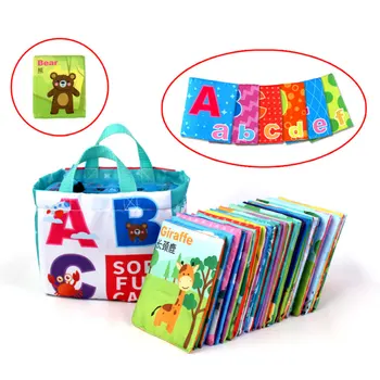 

Children Cloth Books Alphabet Letters Montessori Cards Rustle Sound Infant Book Educational Toys Soft Cloth Cartoon Print Toys