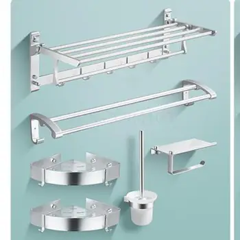

Towel rack space aluminum free punching bathroom bathroom shelf towel stand bathroom hardware pendant set