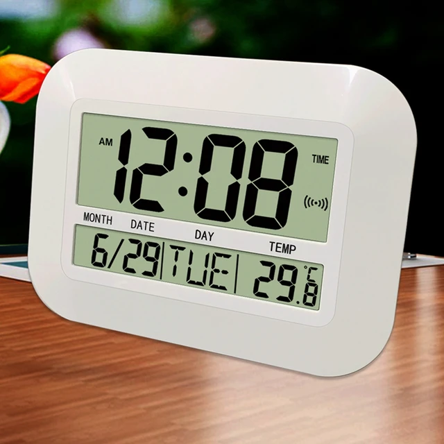 Orologio da parete digitale a batteria semplice grande sveglia LCD  calendario della temperatura data giorno per l'home Office CNIM Hot -  AliExpress