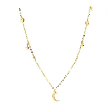 

Korea's new gold-plated stars moon pendant necklace brief vogue engagement birthday gift
