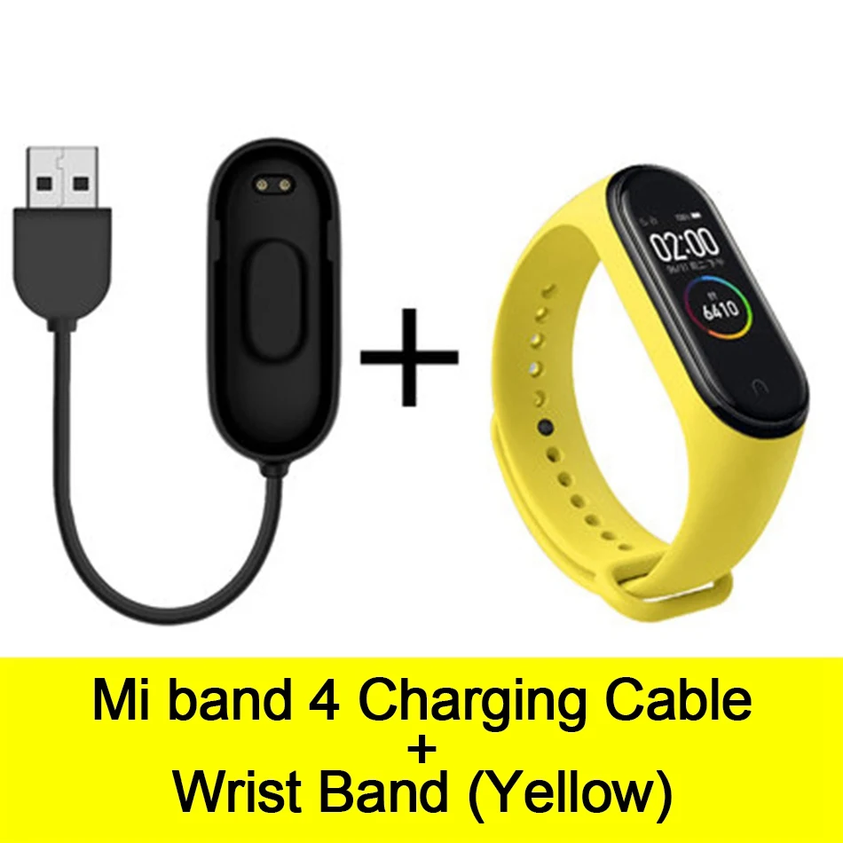 Usb-кабель для зарядки mi Band 4, шнур для зарядного устройства, Сменный Адаптер для Xiao mi Band 4, NFC, линия для зарядки+ браслеты - Цвет: Cable-Yellow