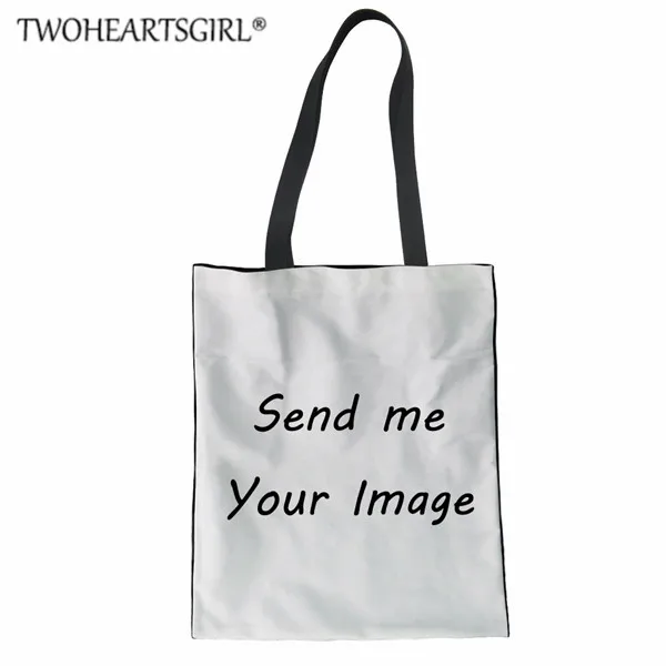 

TWOHEARTSGIRL Print Any Picture Customized Handbag Women Casual Shoulder Bags Canvas College Student Book Bags Ladies Tote Bag