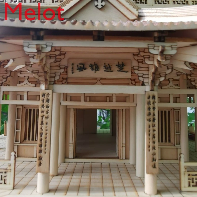 Ancient Architecture Model DIY Model, Xiaoyao Building Assembly Model Ancient Zen Hotel Lobby Handicraft Ornaments Collection