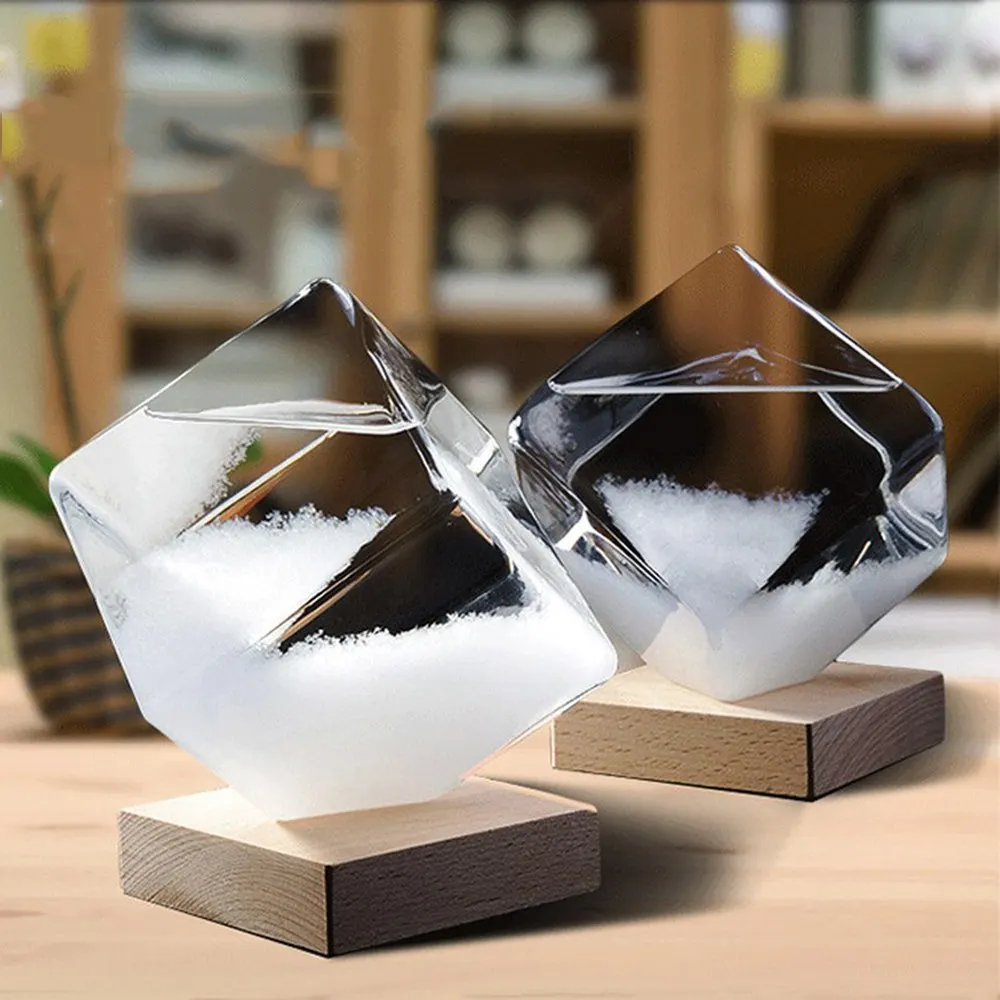 Weather Forecast Crystal Storm Glass Cube Shape Forecaster Bottle Barometer Decor Gift