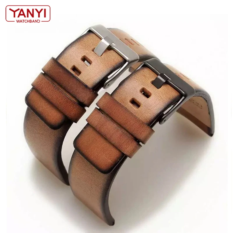 Vintage Brown Genuine Leather Watch Strap - Retro Wristband, Premium Quality, Multiple Widths Available