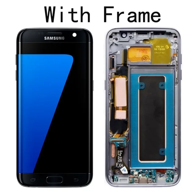 Black with Frame Класс AAA+++ 5,5 ''Супер AMOLED lcd с рамкой для SAMSUNG Galaxy s7 edge lcd G935 G935F сенсорный экран дигитайзер дисплей - Цвет: Black with Frame