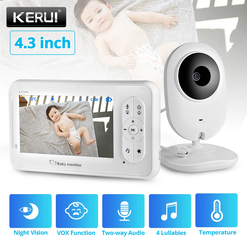 

KERUI 4.3 inch Wireless Video Baby Monitor 2 Way Talk Baby Nanny Security Camera VOX Mode Temperature Monitoring Baby Camera