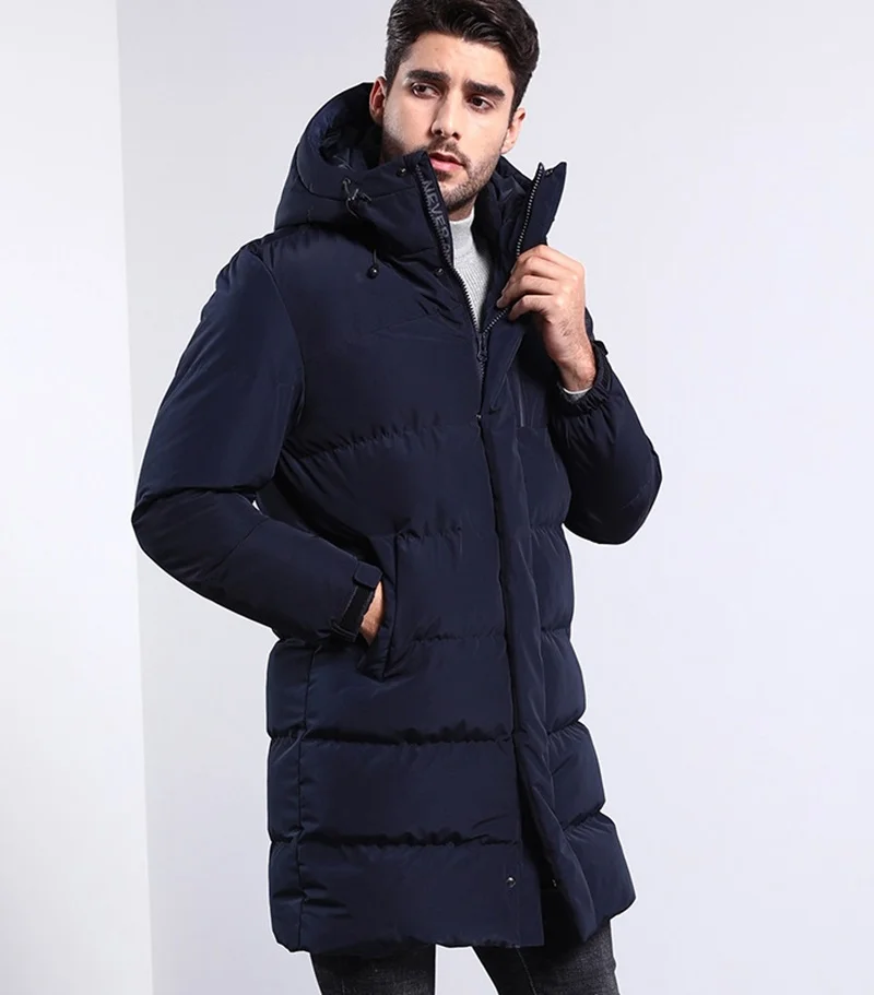 Новое поступление, зимняя длинная куртка, хлопок, толстая, мужская, высокое качество, Повседневная мода, парки, хлопковое пальто, Мужская брендовая одежда KK3152 - Цвет: 1