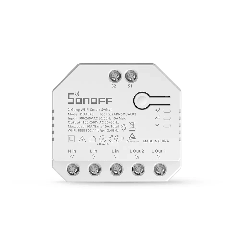 Wifi Smart Switch Sonoff Dual R3 Dual Relay Wifi Smart Switch Two Way Control Power Metering Roller Shades Motor Electric Curtains Blinds Switch