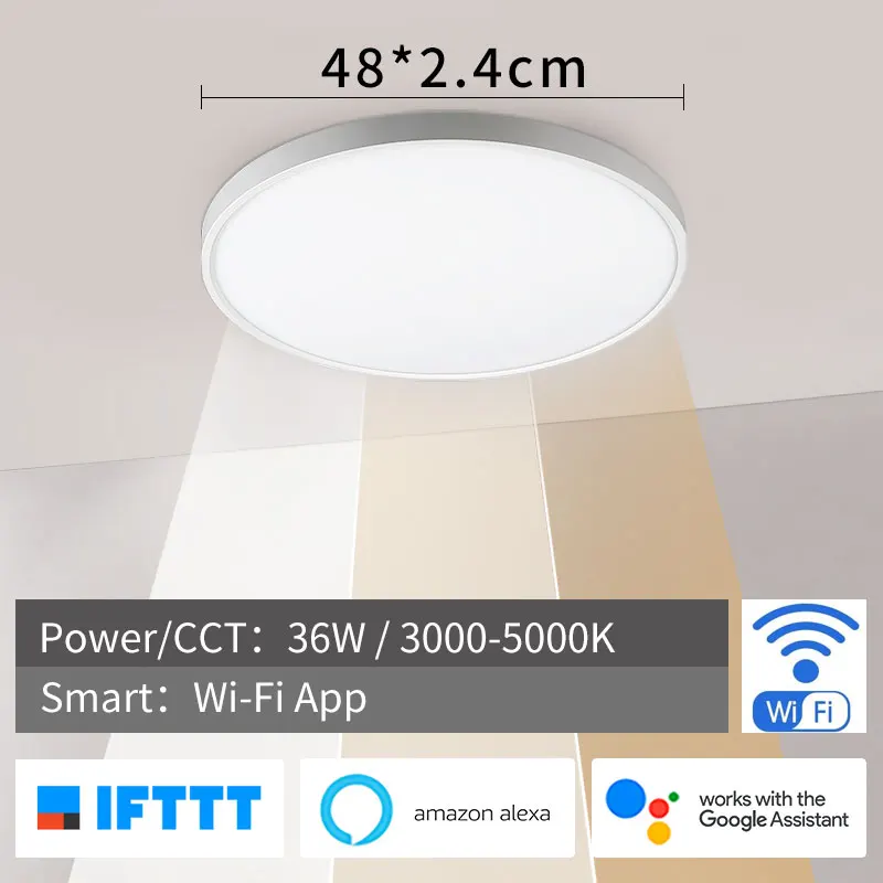 36W-WiFi smart Современный светодиодный умный потолочный светильник для дома Lighting WiFi Tuya App AI Голосовое управление ультратонкая потолочная лампа для монтажа на поверхности - Цвет корпуса: 36W-WiFi smart