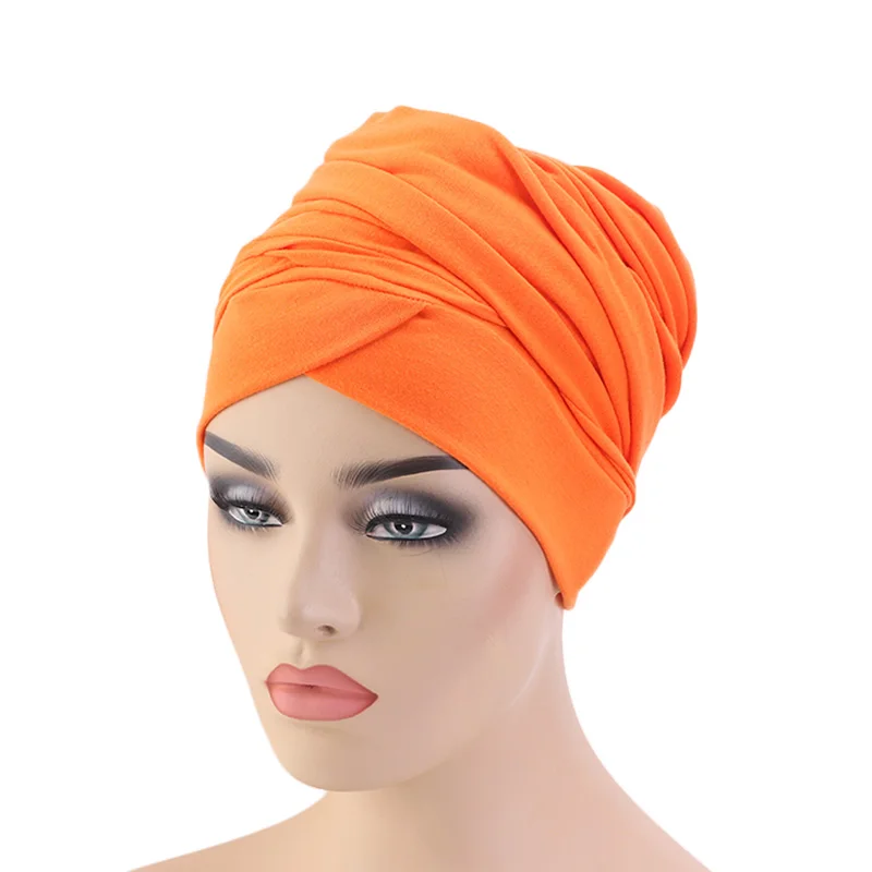 Длинный хвост головной убор женский хлопковый головной убор шапки длинный платок головной убор тюрбан Soild основа волос африканские женские аксессуары для волос