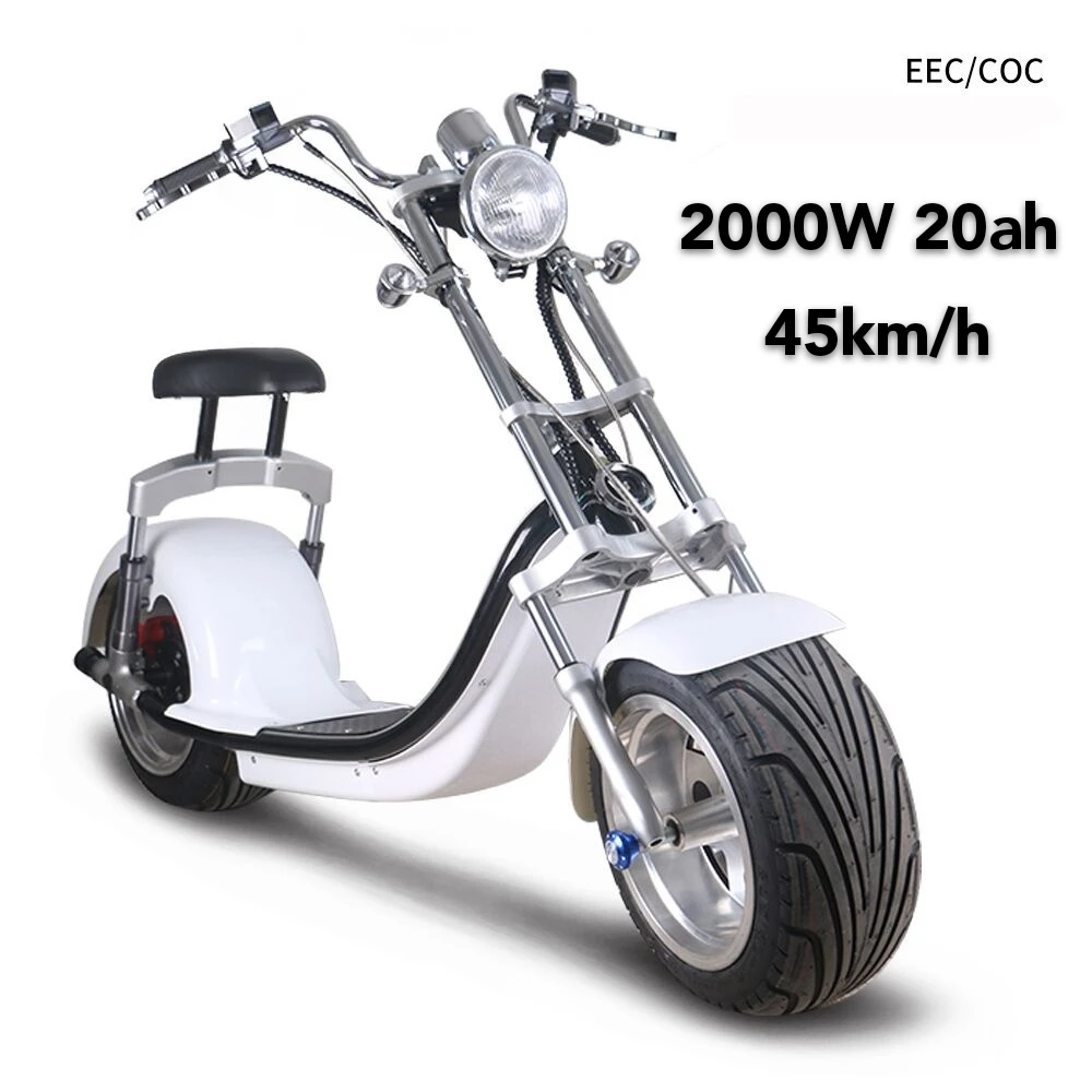 Citycoco EEC утвержден с COC сертификатом Ретро стиль электрический скутер Европа Homologation Европейский склад - Цвет: White 2000W 20AH
