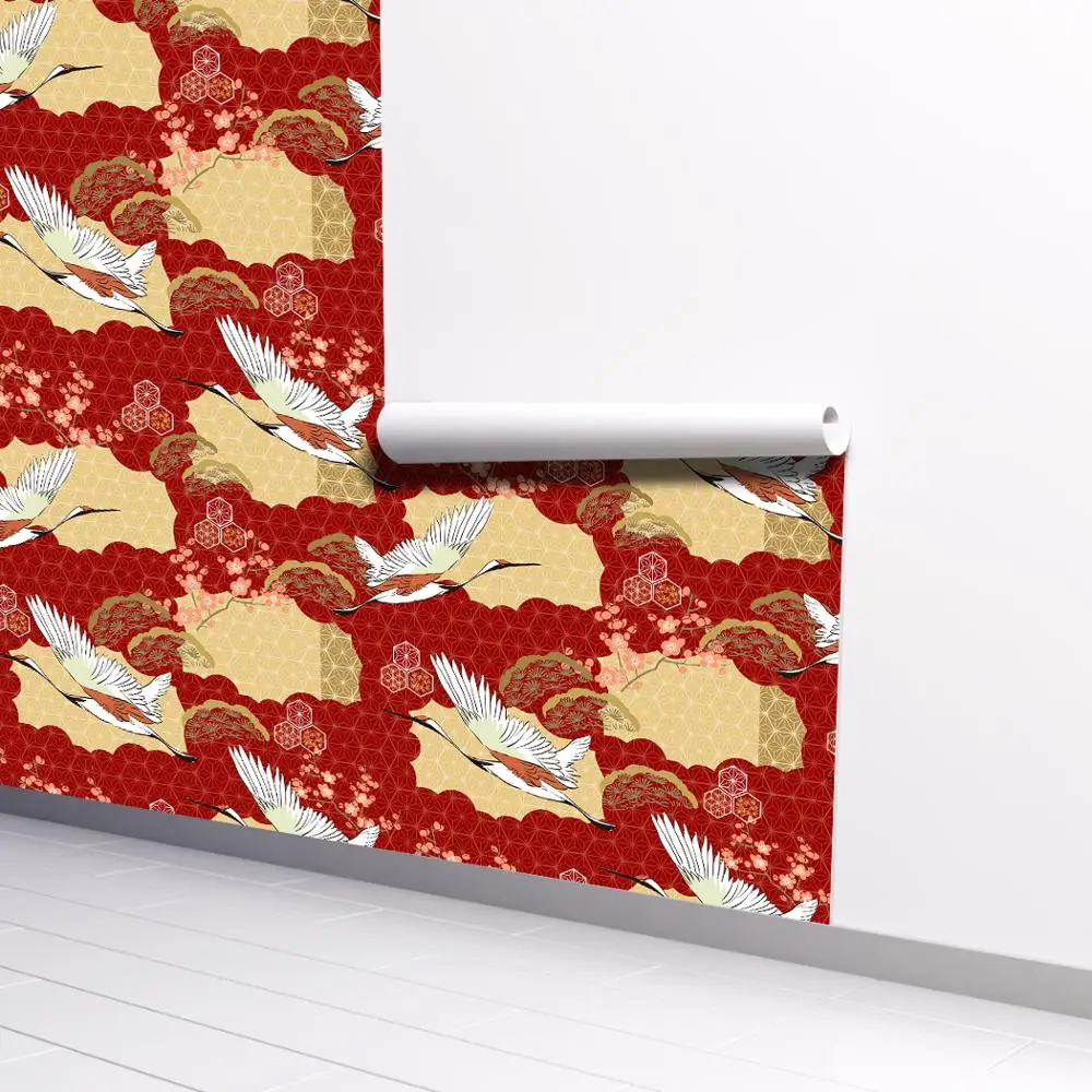 

2020 New Released Crane Flying Thickened Self-Adhesive Wallpaper for Room Decoration and Furniture Renovation