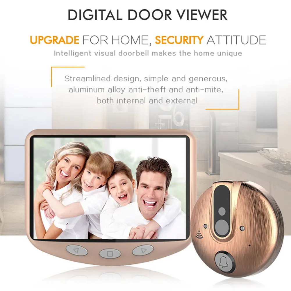 

Peephole Viewer Recording Smart Doorbell Wide Angle Hotel Camera Anti-theft Video Security Photo Monitor Modern 4.3 Inch HD 720P
