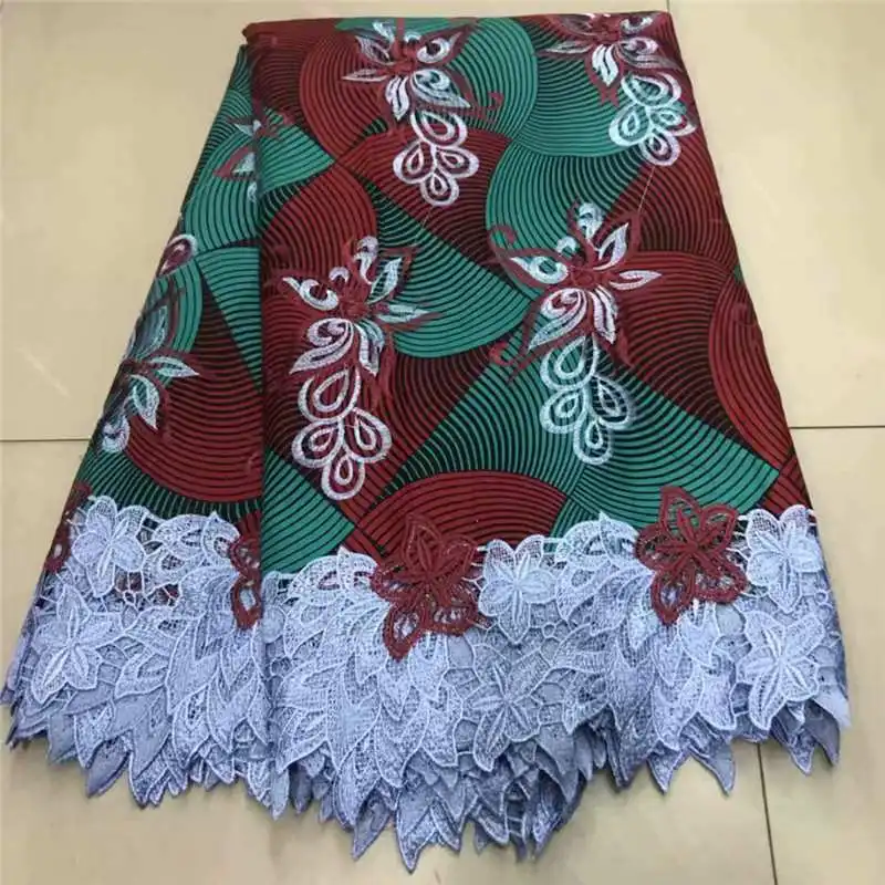 Новая вышивка восковая ткань в африканском стиле гипюр и кружева АФРИКАНСКАЯ кружевная ткань нигерийские кружевные ткани для платья 6 ярдов/Лот