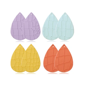 

10Pcs/lot Faux Crocodile Leather Earrings Connector Teardrop Purple Yellow Charms For DIY Earings Making 2020 Jewelry Findings
