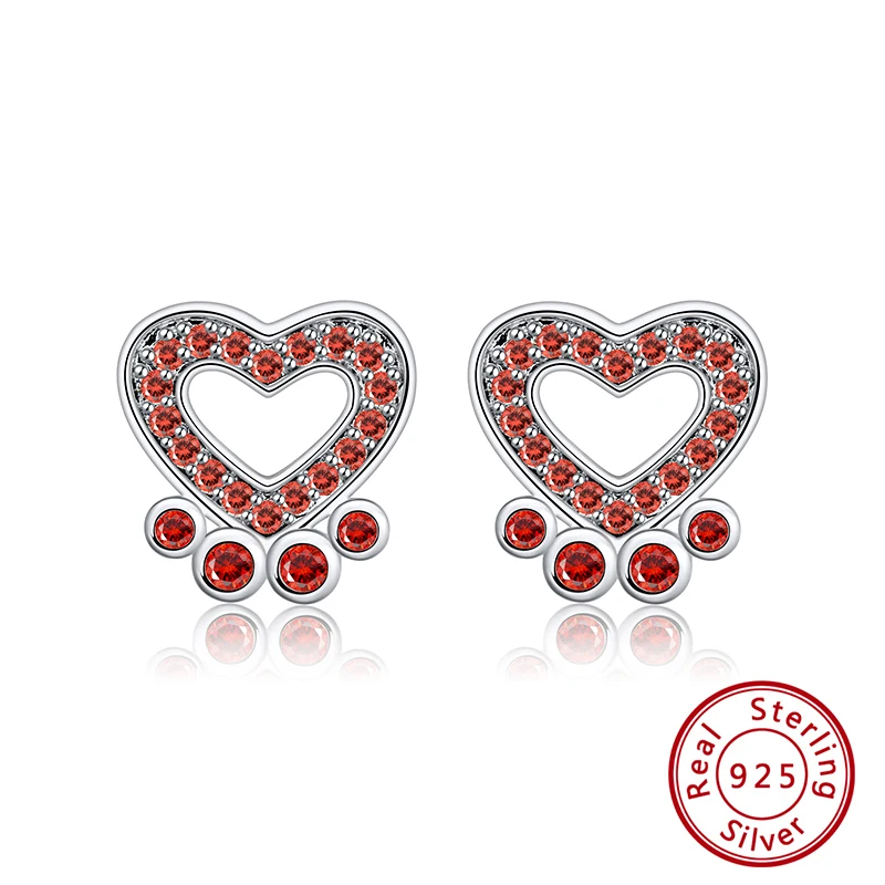 Red Zircon ORSA JEWELS, оригинальные серьги-гвоздики в виде собачьей лапы, подлинные 925 пробы, серебряные милые серьги, доступны пять цветов, AAA CZ, ювелирное изделие, ASE126 - Цвет камня: Red Zircon