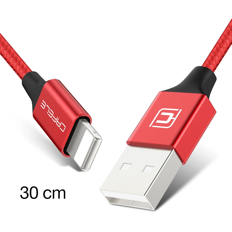 USB кабель с нейлоновой оплеткой usb кабель 8 Pin зарядка через USB Шнур для iPhone XR XS 11 7 Plus/7/6s Plus/6s/6 Plus/6 s/5S/5c/5 - Цвет: 30cm red