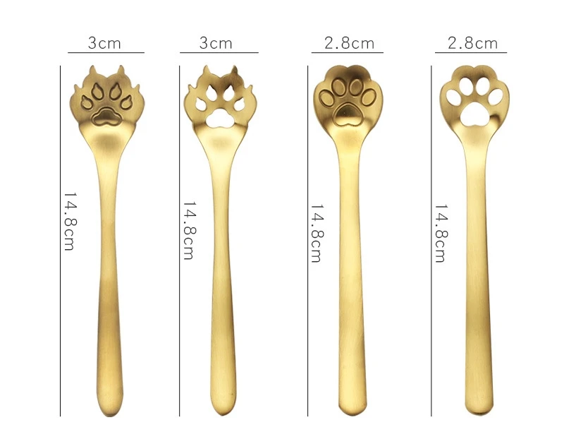 Creative Stainless Steel Stirring Coffee Tea Spoon Cat Dog Claw Dessert Spoon Coffee Accessories Flatware Gifts Drinking Tools