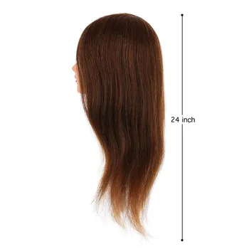 

24" 100% Human Hair Practice Hairdressing Training Head Model Doll W/ Clamp Hair Practice Model Mannequin Doll Head